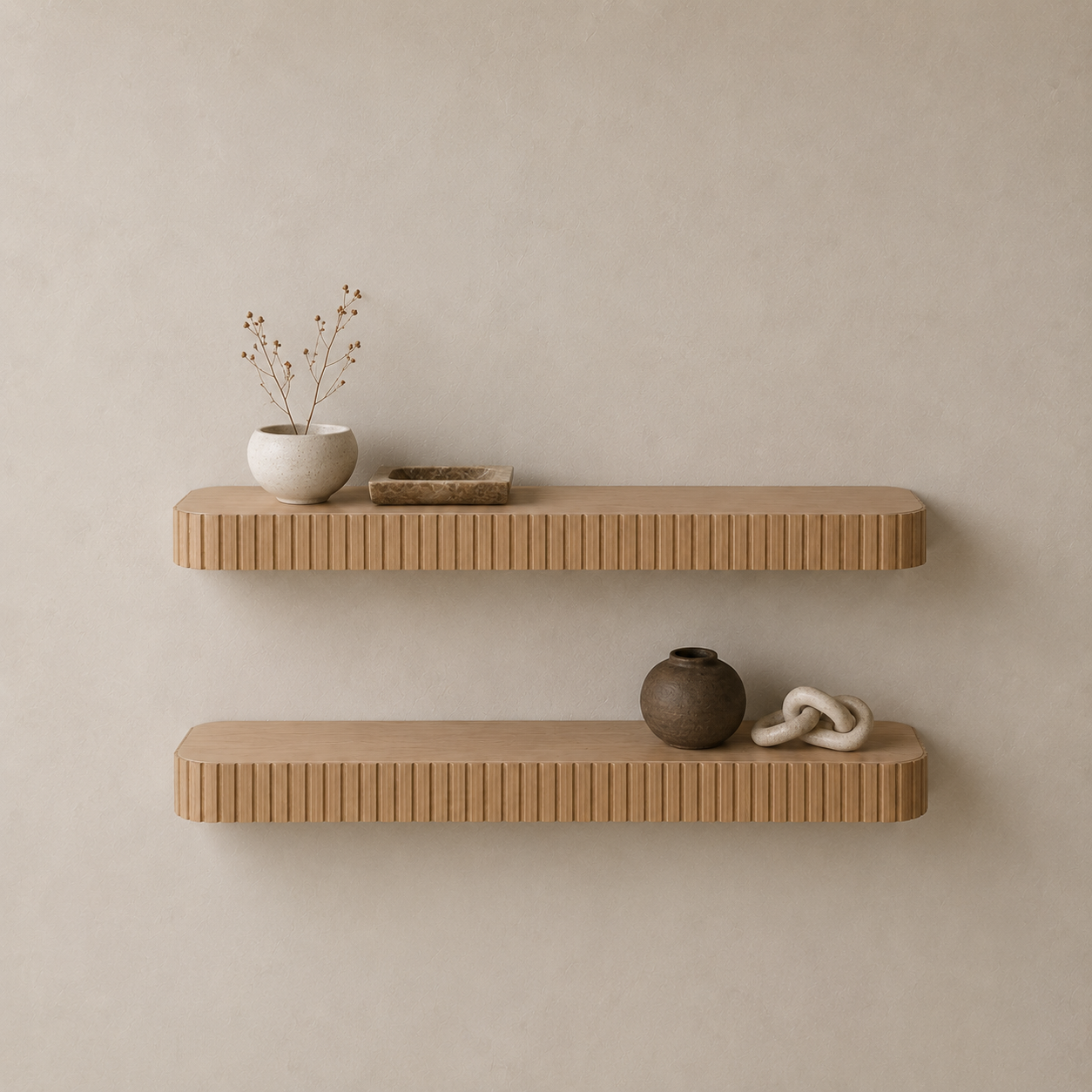 Rounded Fluted Floating Shelf