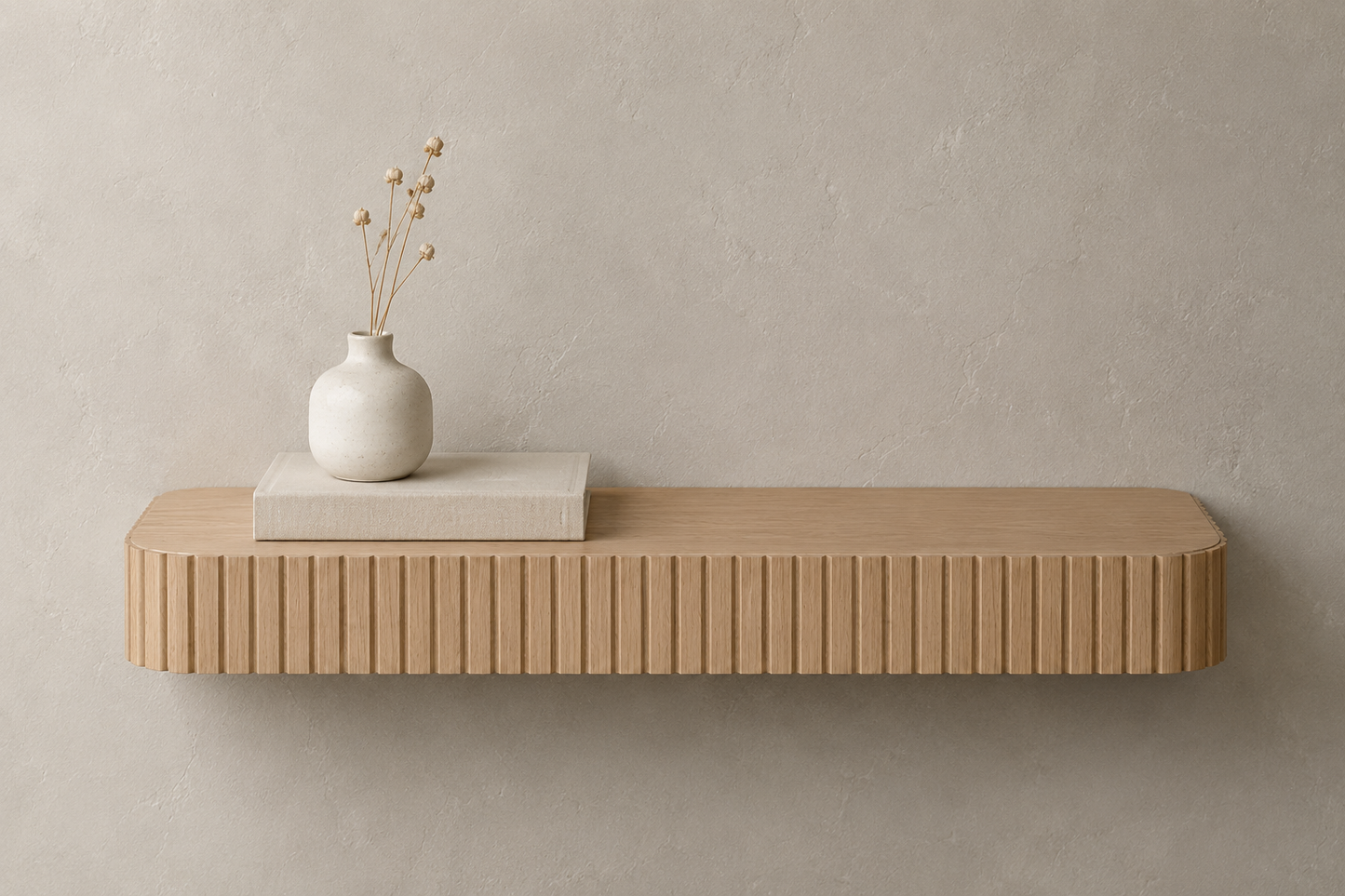Rounded Fluted Floating Shelf