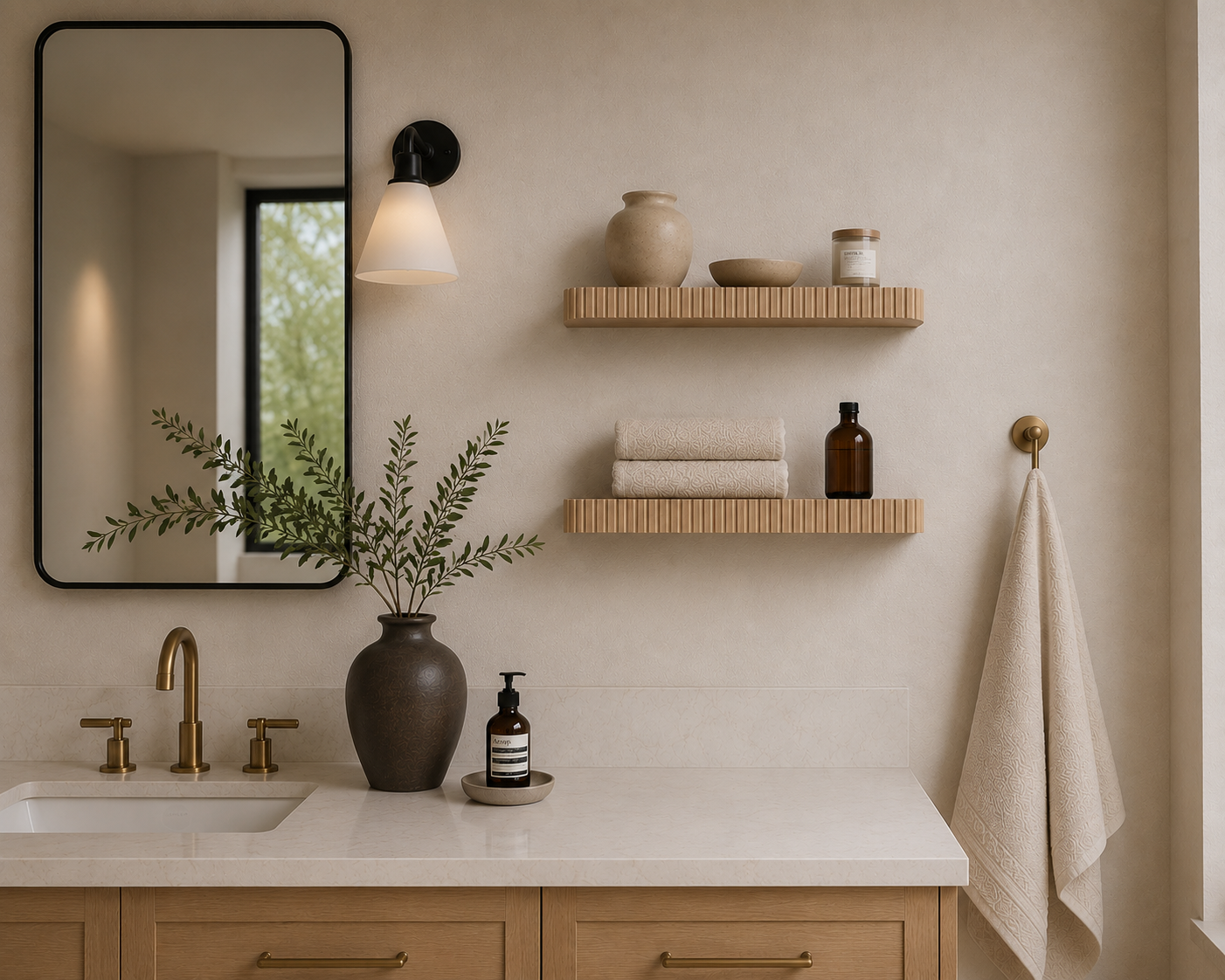 Rounded Fluted Floating Shelf