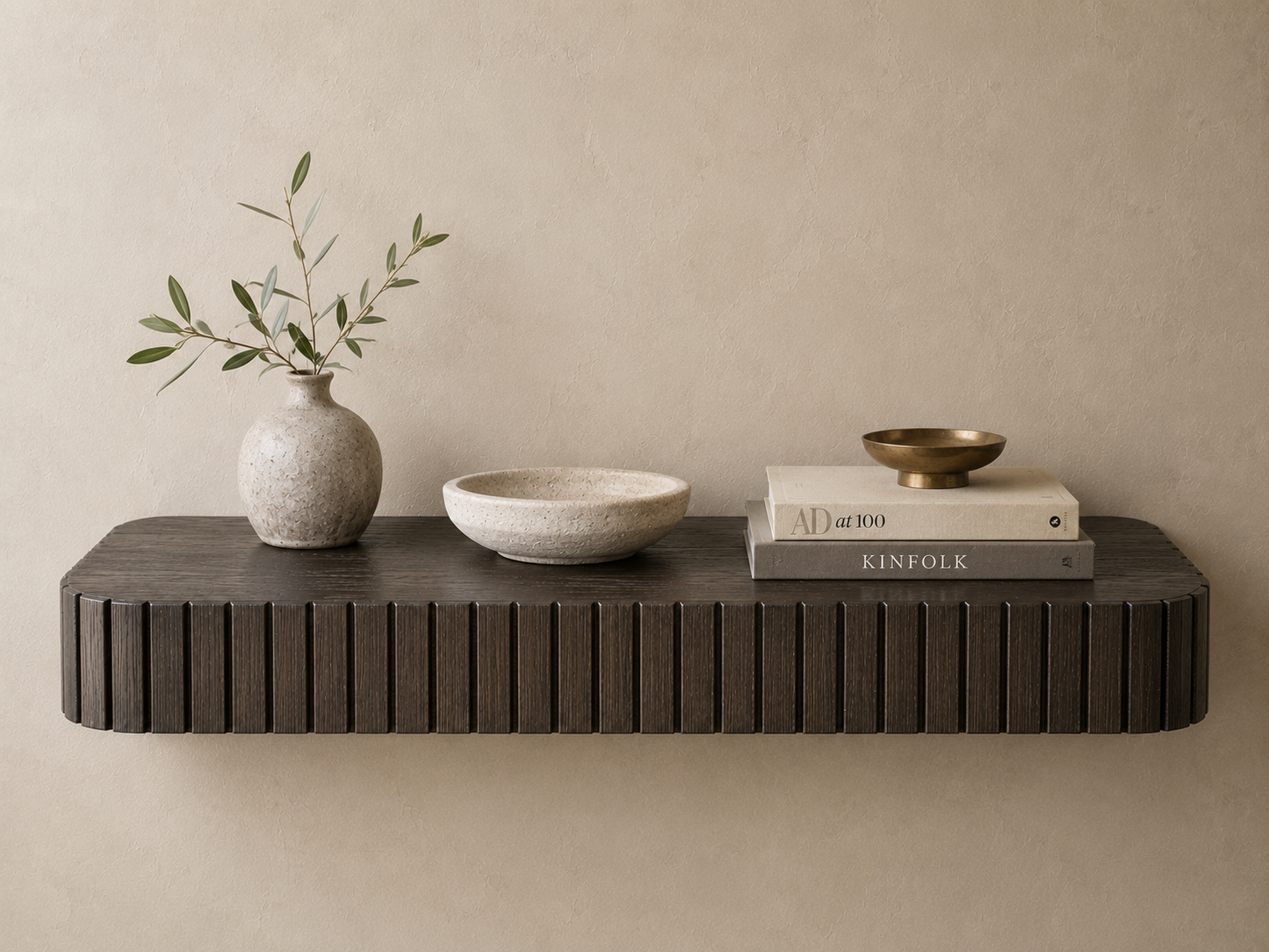 Rounded Fluted Floating Shelf