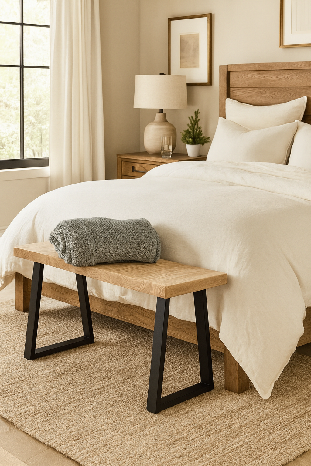 Solid Wood Entryway Bench