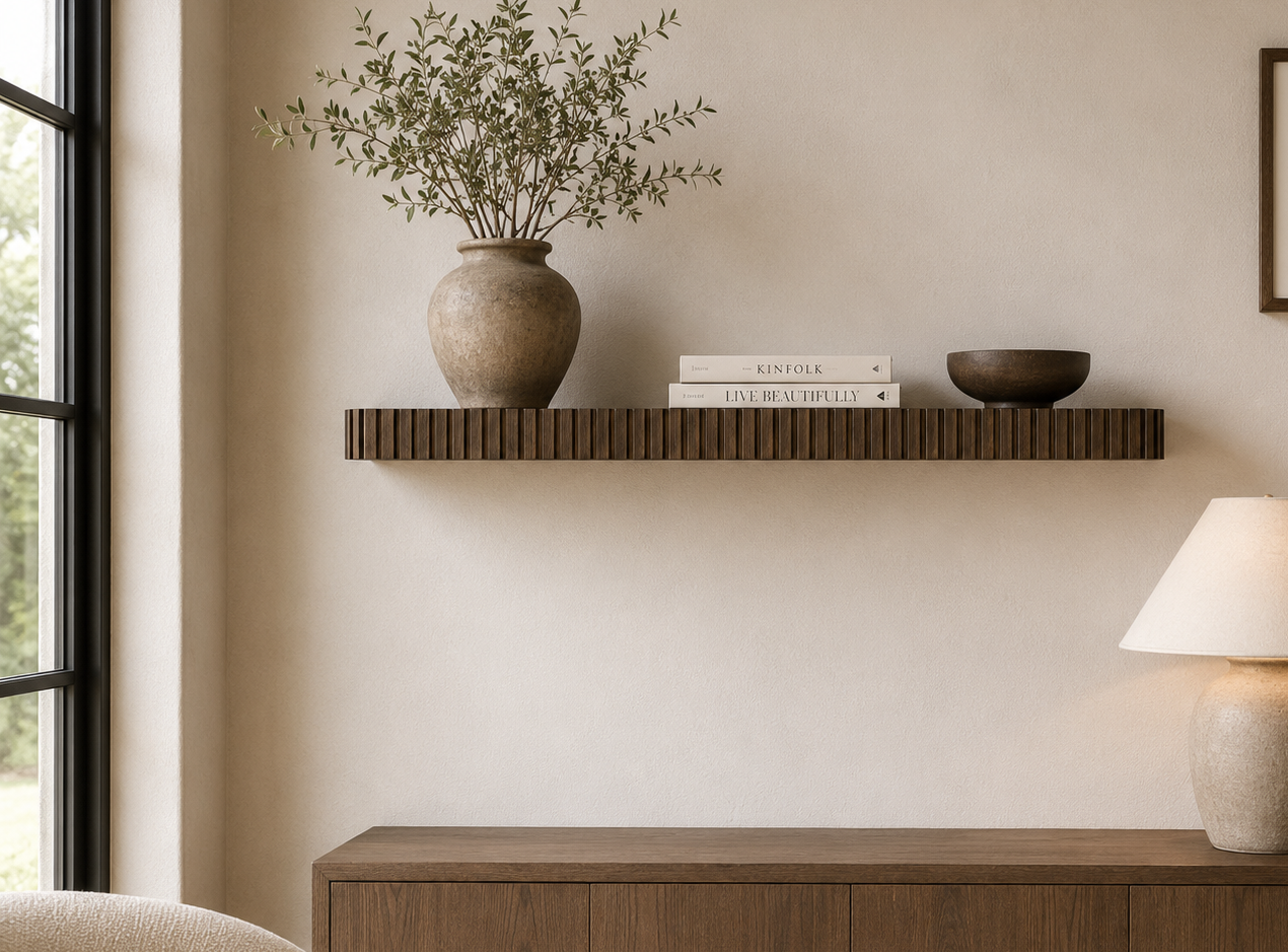 Rounded Fluted Floating Shelf