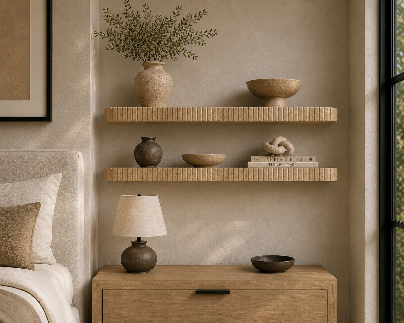 Rounded Fluted Floating Shelf
