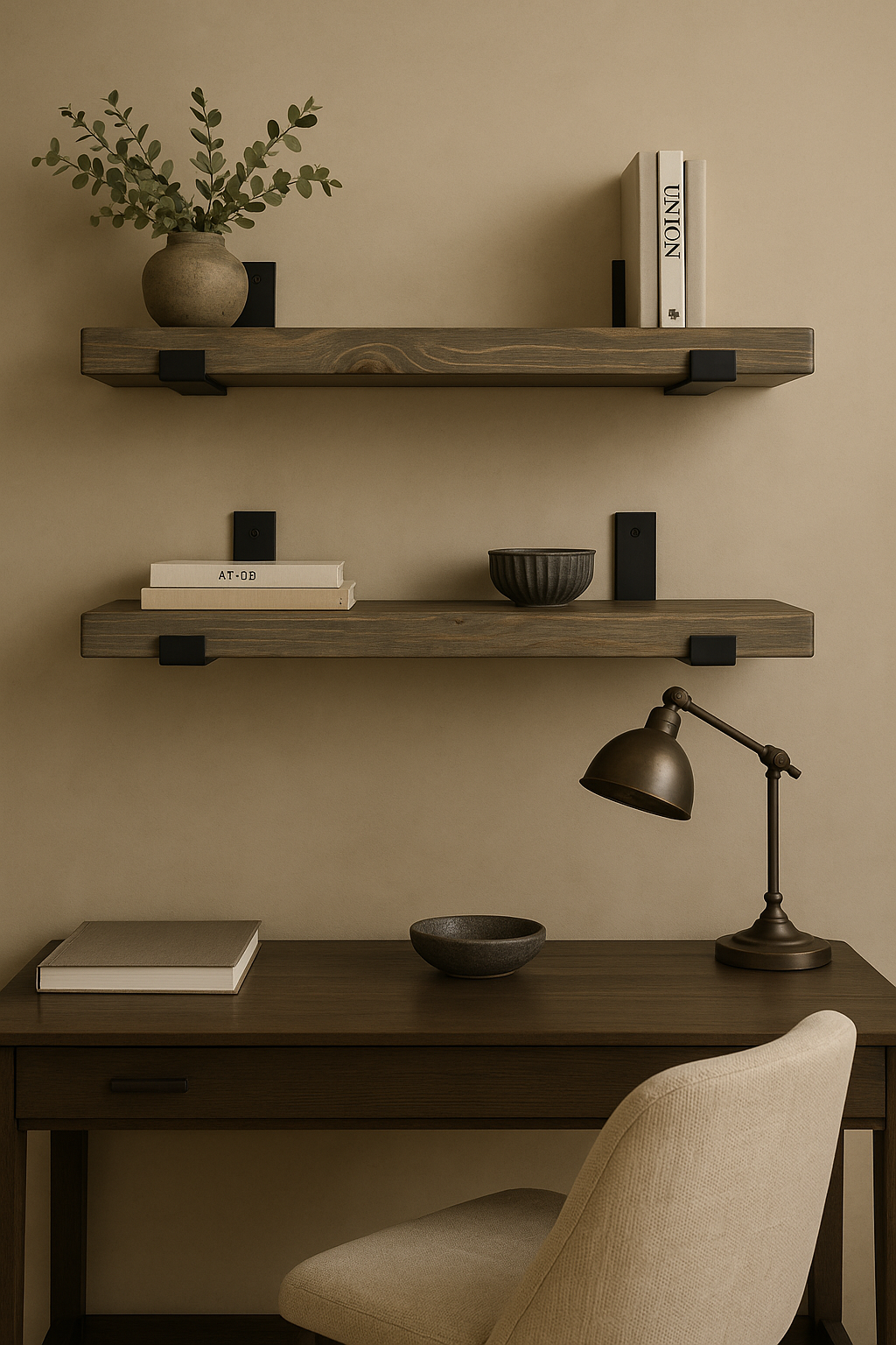 Floating Shelf with Industrial Metal Brackets