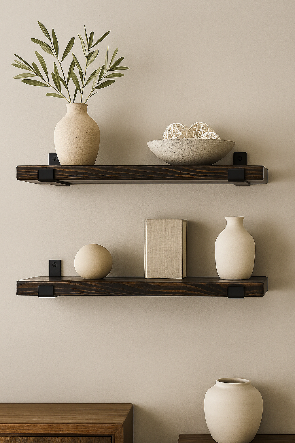 Floating Shelf with Industrial Metal Brackets