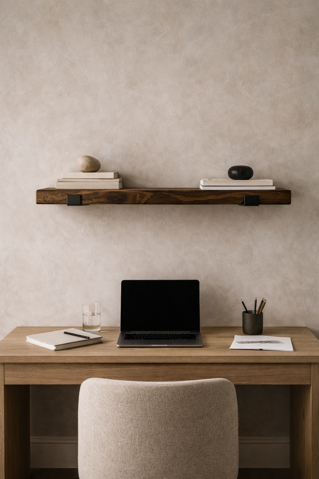 Floating Shelf with Industrial Metal Brackets