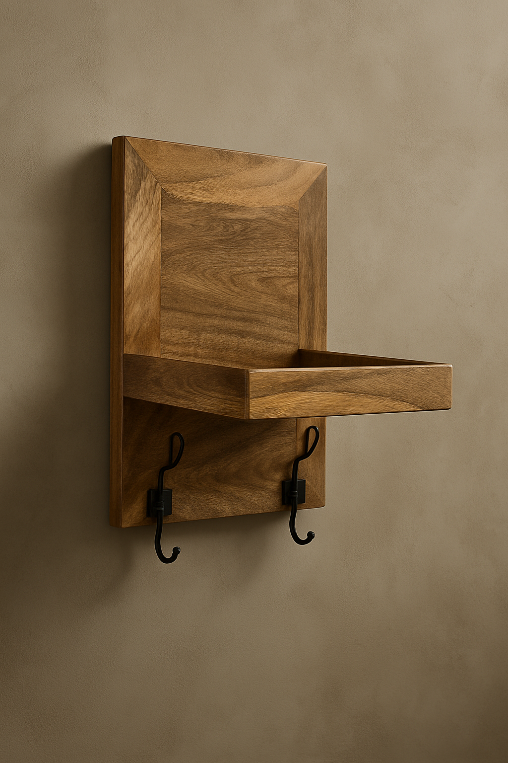 Handcrafted Mango Wood Ironing Board Shelf | Wall Mounted Laundry Rack