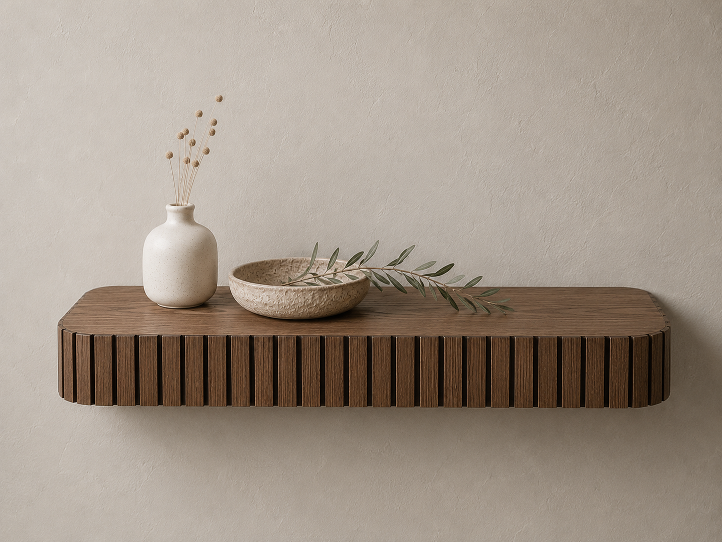 Rounded Fluted Floating Shelf