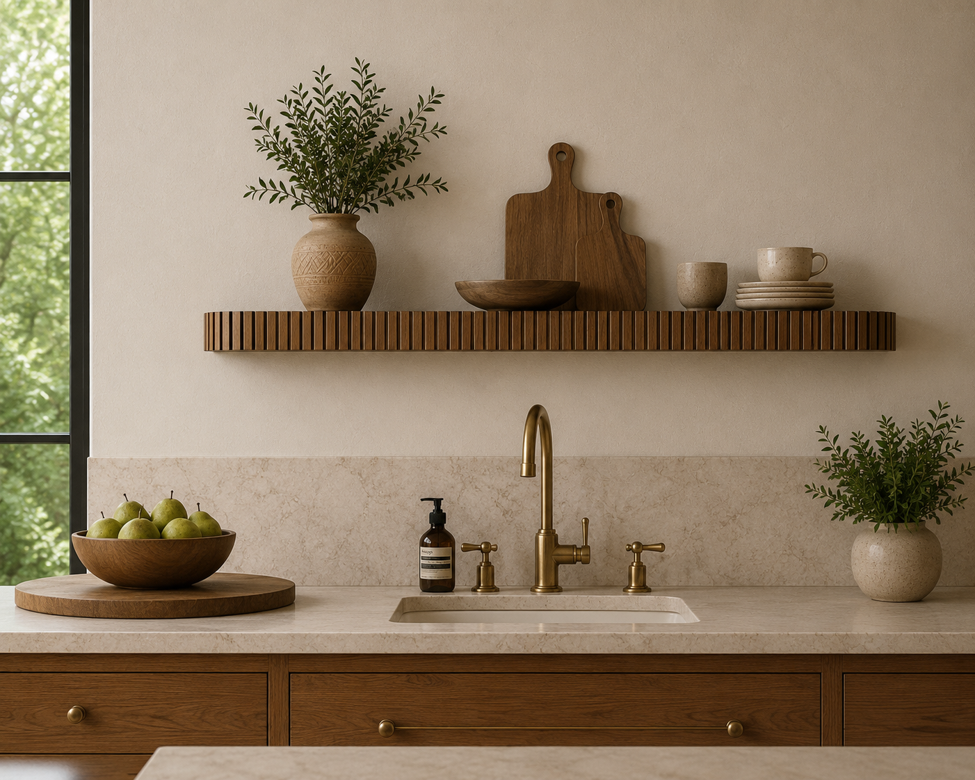 Rounded Fluted Floating Shelf